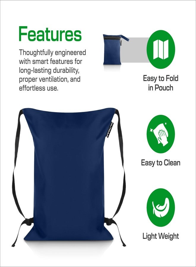 MUTMAIN 45L full bag cover waterproof rain cover for backpack with storage pouch, all side covered bag for School, Laptop, office, Collage bags with shoulder strap, PU material (Navy blue, 40L to 50L) - Image 5
