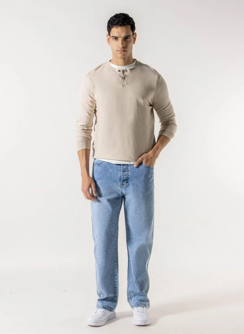 شايبس FINE KNIT HENLEY SWEATER