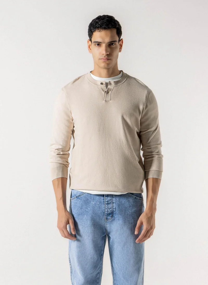 شايبس FINE KNIT HENLEY SWEATER