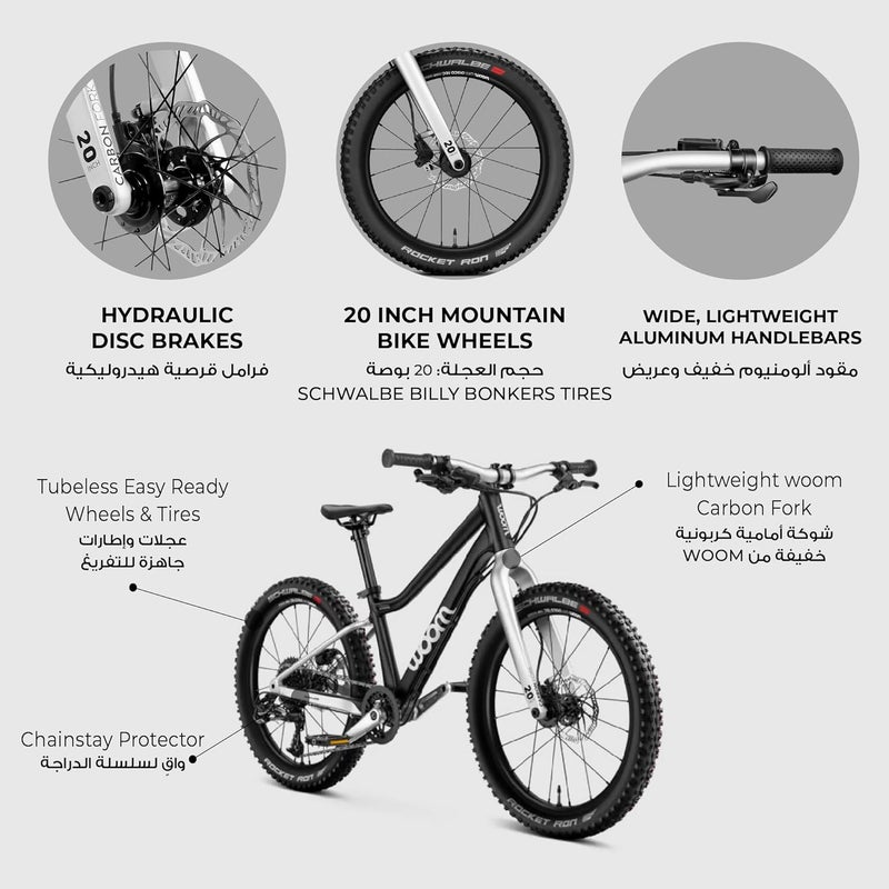 Woom 4 OFF Kids Mountain Bike | 20-inch Wheels | Lightweight Off-Road Junior Bicycle | Disc Brakes | Black - Image 2