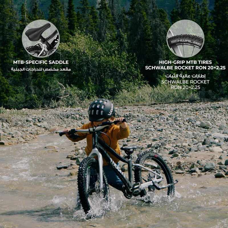 Woom 4 OFF Kids Mountain Bike | 20-inch Wheels | Lightweight Off-Road Junior Bicycle | Disc Brakes | Black - Image 4