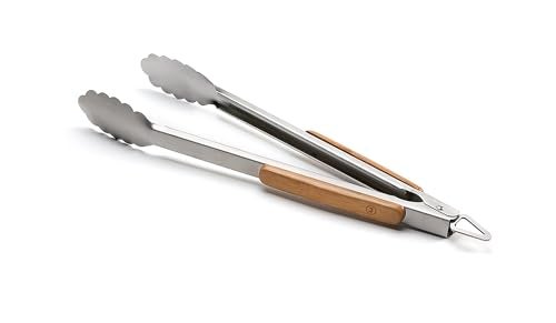 Outset QV20 Verde Stainless-Steel Locking Tongs with Bamboo Handle - Image 1