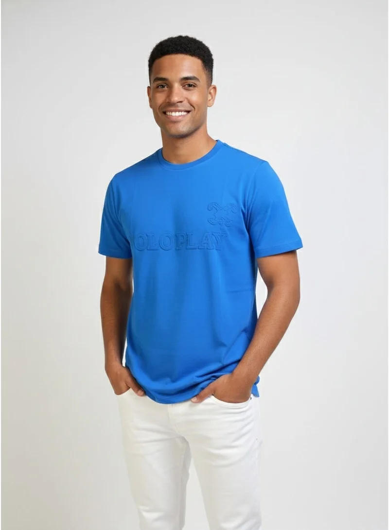 لعب البولو تيشيرت رجالي مطبوع - أزرق