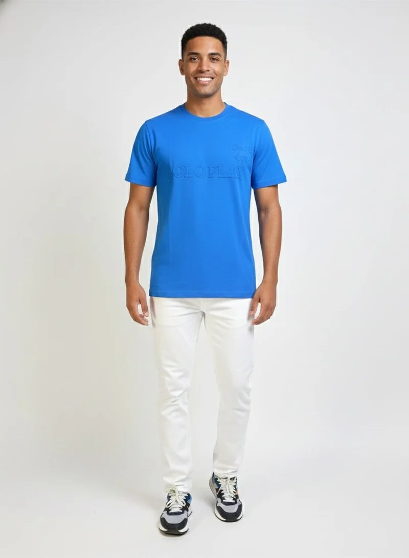 لعب البولو تيشيرت رجالي مطبوع - أزرق
