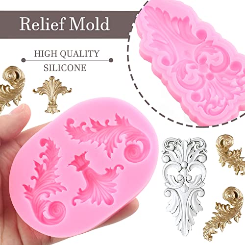 ZiXiang Baroque Fondant Mold Curlicues Scroll Lace Silicone Molds Filigree Mold For Sculpted Flower Cake Border Decoration Cupcake Topper Chocolate Polymer Clay Gum Paste Set Of 4 - Image 2