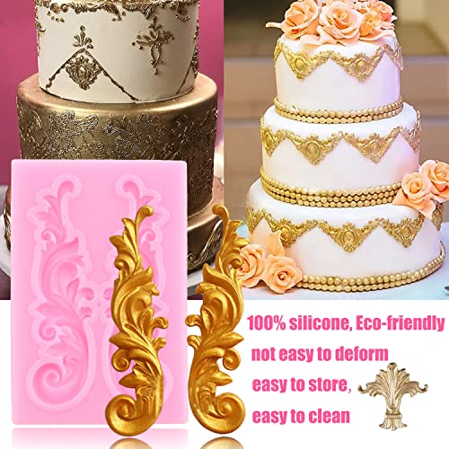 ZiXiang Baroque Fondant Mold Curlicues Scroll Lace Silicone Molds Filigree Mold For Sculpted Flower Cake Border Decoration Cupcake Topper Chocolate Polymer Clay Gum Paste Set Of 4 - Image 3