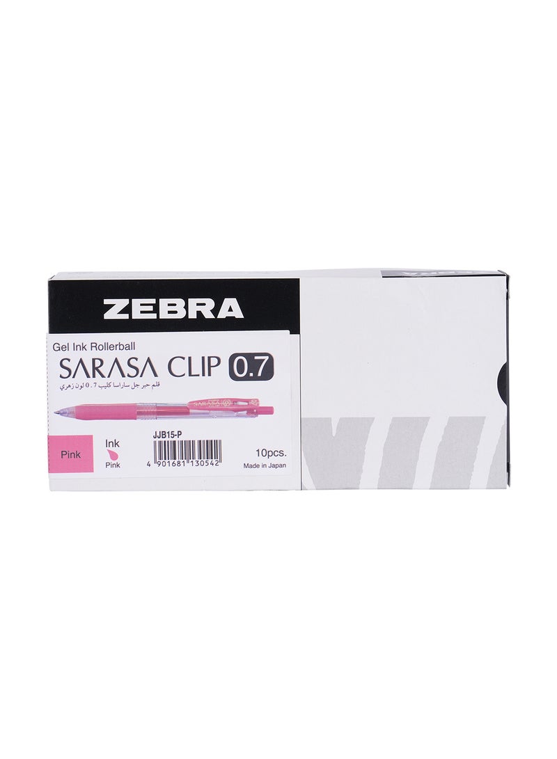 ZEBRA Sararsa Clip Pink Gel Pen 0.7mm, for Journaling , Sketching , Drawing , Note-Taking , Pack of 10 Pens - Image 1