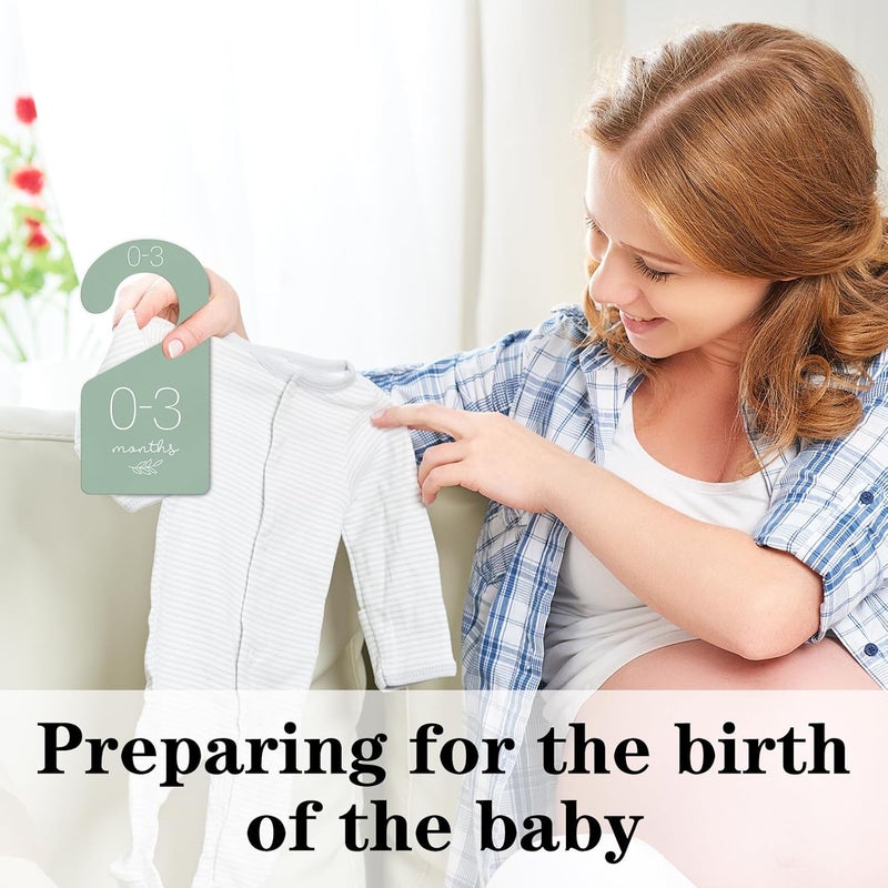 Whaline فاصل خزانة الأطفال 7 قطع من وايلين باللون الأخضر المريمي من الأكريليك لحامل الملابس منظم الملابس تدرج أخضر من حديثي الولادة حتى 24 شهر سميك فواصل خزانة الأطفال للمنزل والحضانة 35 × 7 بوصة - Image 5