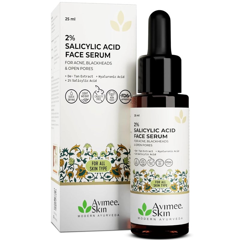 Avimee Herbal 2 Salicylic Acid Face Serum For Acne Blackheads  Open Pores  Reduces Excess Oil  Bumpy Texture  For Acne Prone or Oily Skin  25 mL - Image 1
