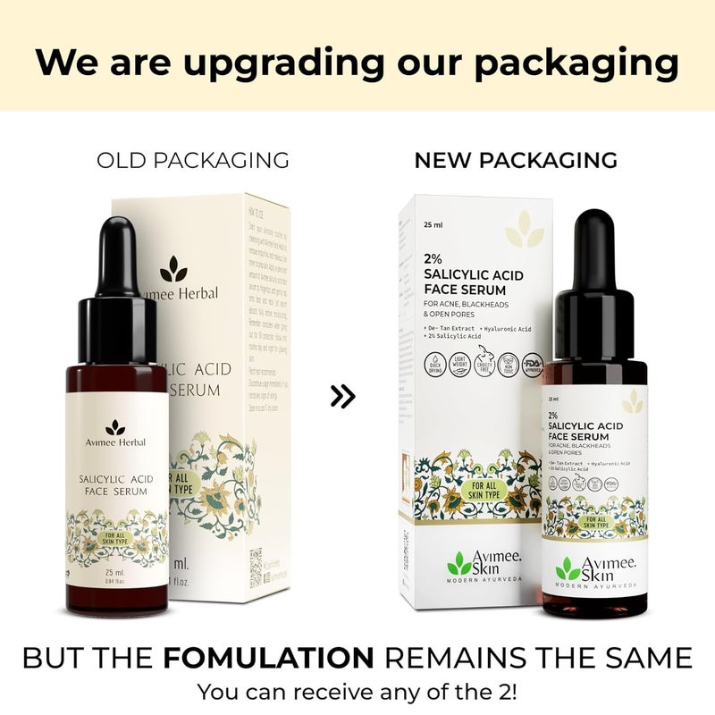 Avimee Herbal 2 Salicylic Acid Face Serum For Acne Blackheads  Open Pores  Reduces Excess Oil  Bumpy Texture  For Acne Prone or Oily Skin  25 mL - Image 3