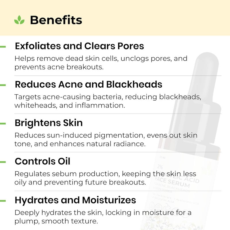 Avimee Herbal 2 Salicylic Acid Face Serum For Acne Blackheads  Open Pores  Reduces Excess Oil  Bumpy Texture  For Acne Prone or Oily Skin  25 mL - Image 2