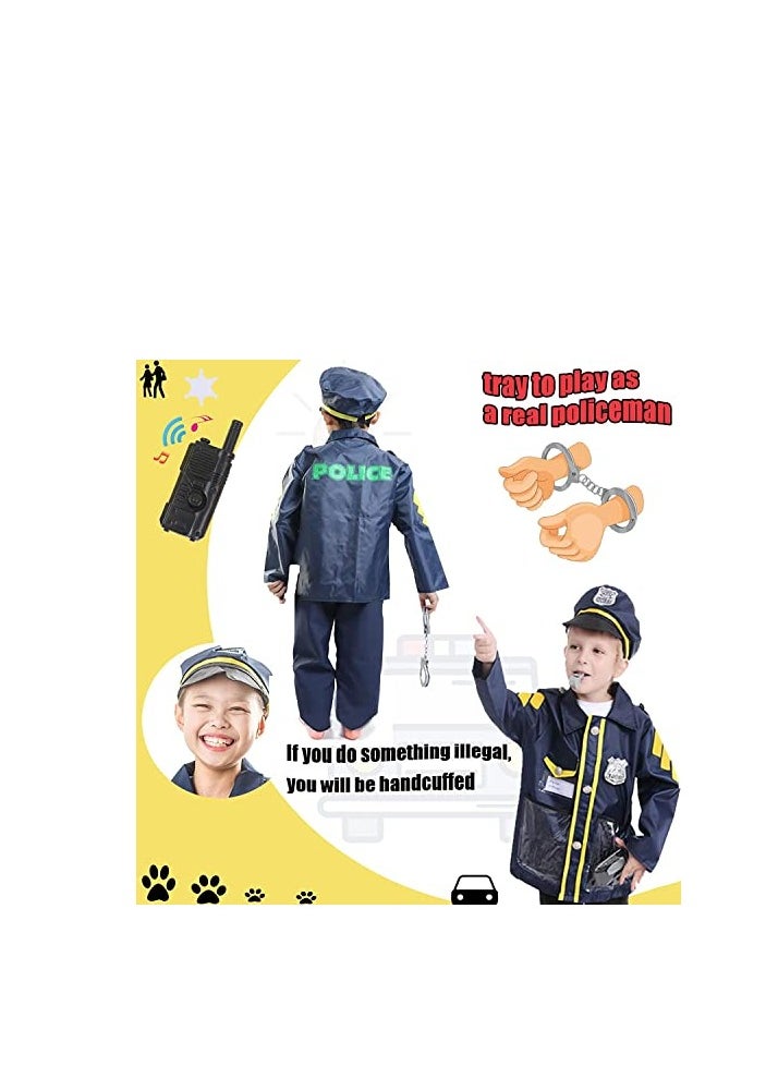 0TO1 TECH Police Costume for Kids, 9 Piece Policeman Pretend Play Set Includes Shirt, Hat, Whistle, Walkie Talkie and other Cop Set made of plastic for Dress Up Party, Police Officer Costume, Role-Playing  - Image 2
