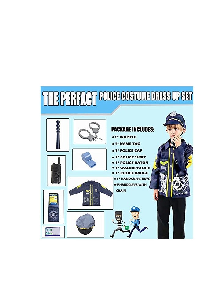 0TO1 TECH Police Costume for Kids, 9 Piece Policeman Pretend Play Set Includes Shirt, Hat, Whistle, Walkie Talkie and other Cop Set made of plastic for Dress Up Party, Police Officer Costume, Role-Playing  - Image 3