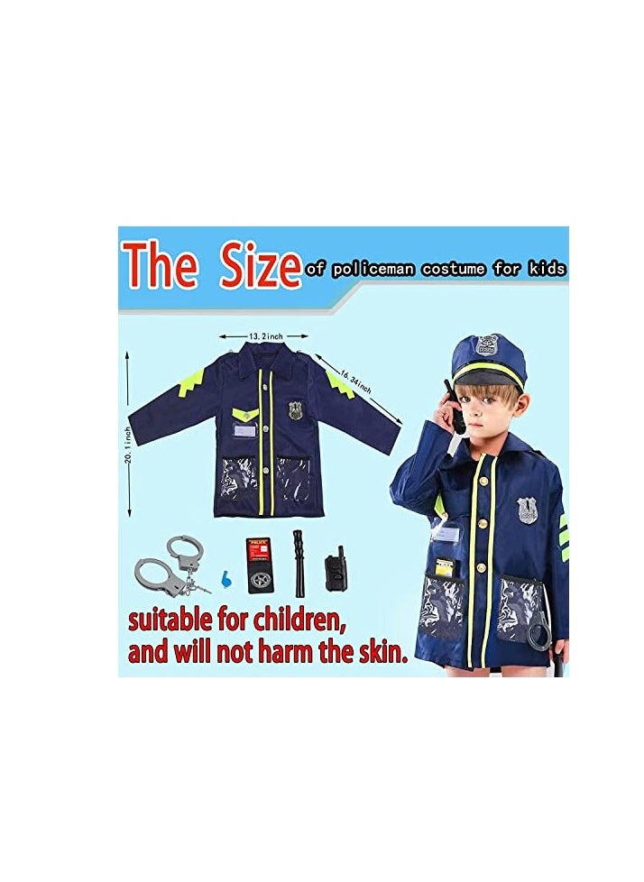 0TO1 TECH Police Costume for Kids, 9 Piece Policeman Pretend Play Set Includes Shirt, Hat, Whistle, Walkie Talkie and other Cop Set made of plastic for Dress Up Party, Police Officer Costume, Role-Playing  - Image 5