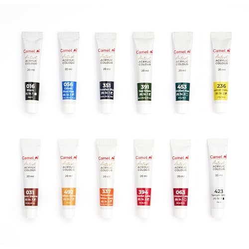 Camel Acrylic Color Box - 20Ml Tubes, 12 Shades - Image 2