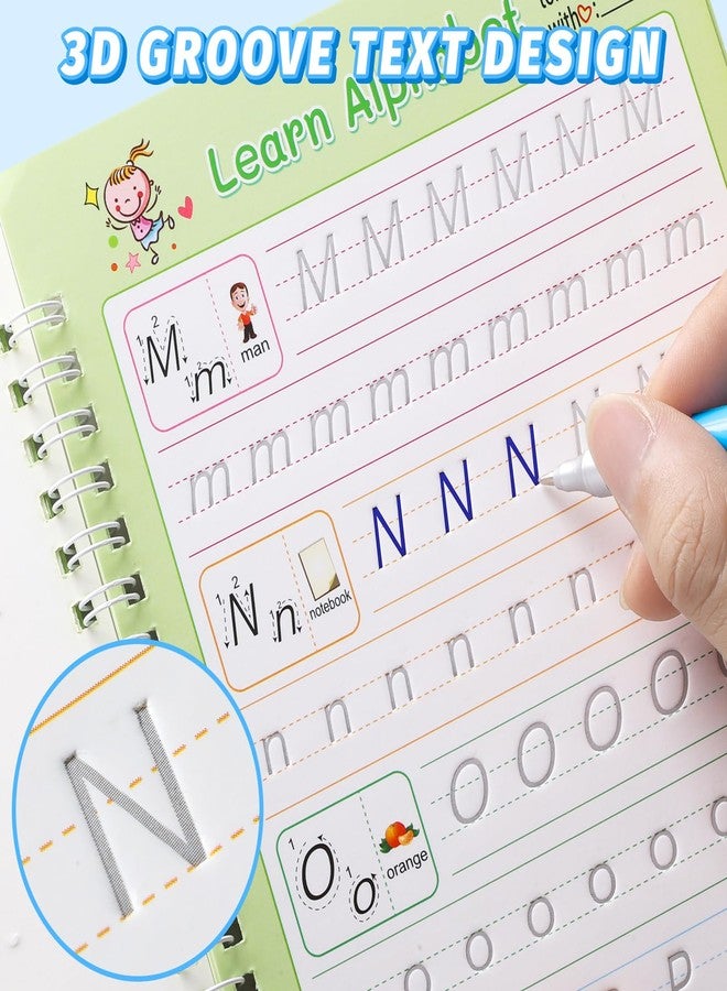 hzsshb Grooved Magic Practice Copybook, Reusable Writing Practice Book, for Preschool Kids Age 3-8 Calligraphy (5 Books with 40 Pens) (Colorful) - Image 4