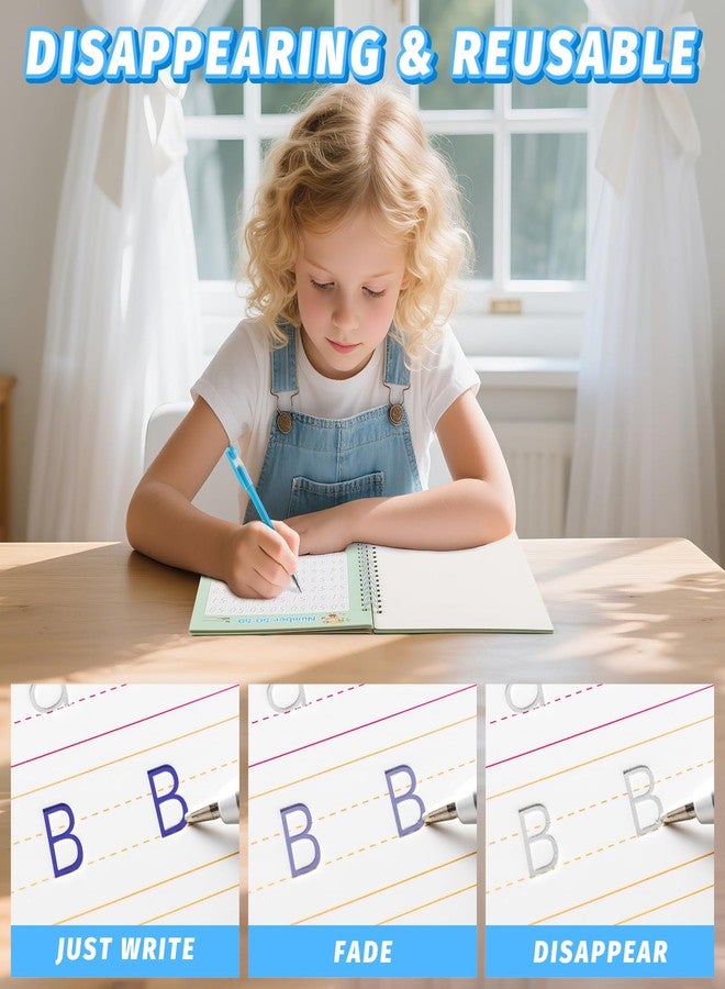 hzsshb Grooved Magic Practice Copybook, Reusable Writing Practice Book, for Preschool Kids Age 3-8 Calligraphy (5 Books with 40 Pens) (Colorful) - Image 5