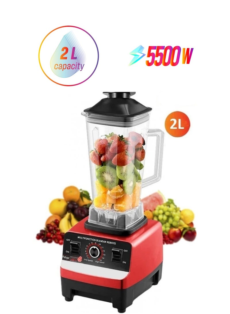 Microplus خلاط كهربائي تجاري 2 في 1 سعة 2.0 لتر قوي 5500 واط أحمر PS-4745 - Image 1