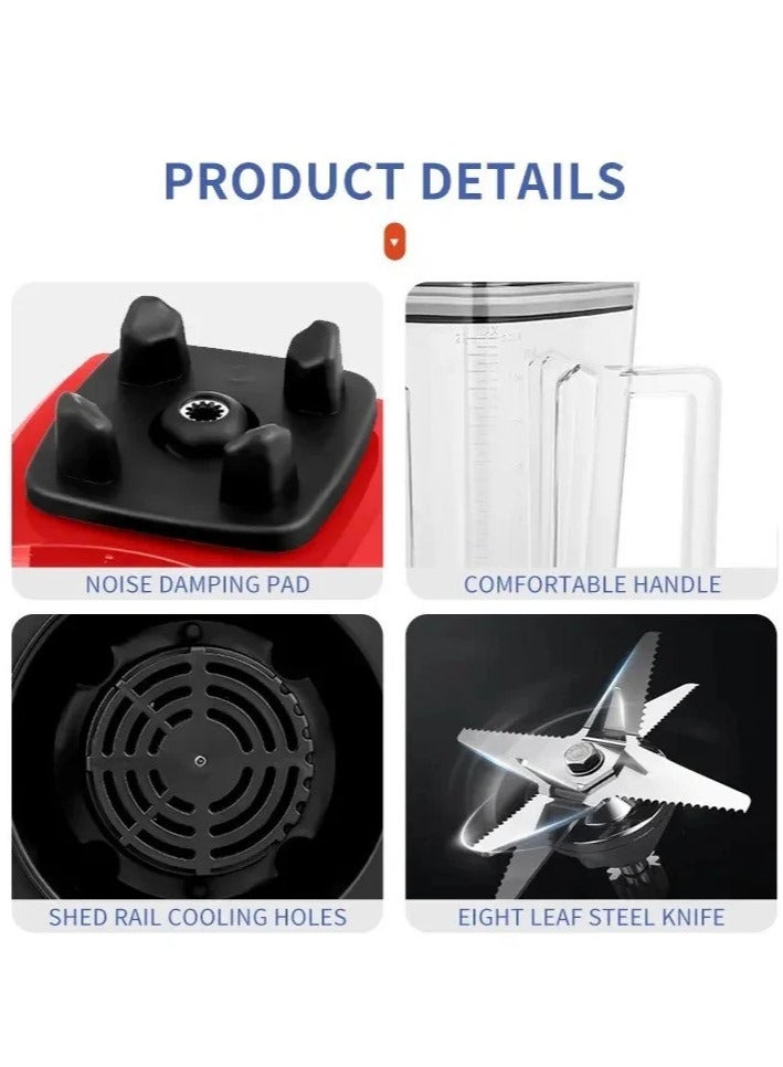 Microplus خلاط كهربائي تجاري 2 في 1 سعة 2.0 لتر قوي 5500 واط أحمر PS-4745 - Image 3