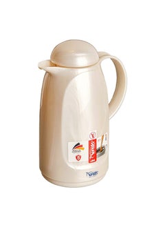 Valk Double Wall Glass Anti-Leakage Wide Mouth Vacuum Flask with Push Cover Pearl White 1 L 04-504  - Image 1