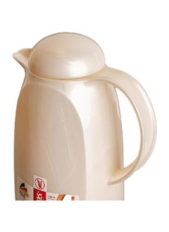 Valk Double Wall Glass Anti-Leakage Wide Mouth Vacuum Flask with Push Cover Pearl White 1 L 04-504  - Image 4