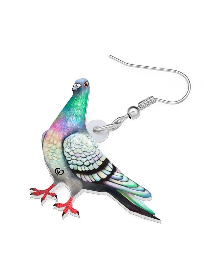 NEWEI Acrylic Colorful Pigeon Earrings Dangle Fashion Animal Birds Jewelry for Women Charms Gift (B) - Image 3