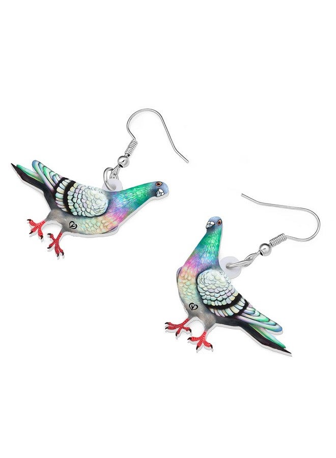 NEWEI Acrylic Colorful Pigeon Earrings Dangle Fashion Animal Birds Jewelry for Women Charms Gift (B) - Image 2