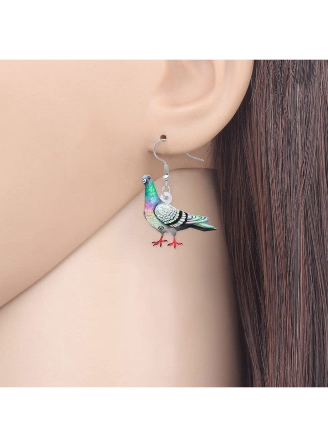 NEWEI Acrylic Colorful Pigeon Earrings Dangle Fashion Animal Birds Jewelry for Women Charms Gift (B) - Image 1