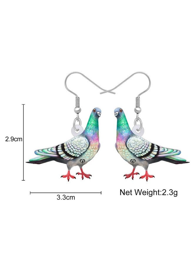 NEWEI Acrylic Colorful Pigeon Earrings Dangle Fashion Animal Birds Jewelry for Women Charms Gift (B) - Image 4