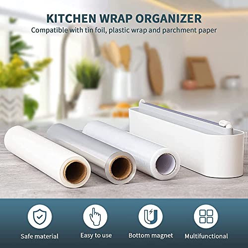 DriveLink Refillable Magnetic Plastic Wrap Dispenser With Slide Cutter, Sturdy Food Cling Film Cutter, Press and Seal Wrap, 12" x 328' Roll BPA Free - Image 5