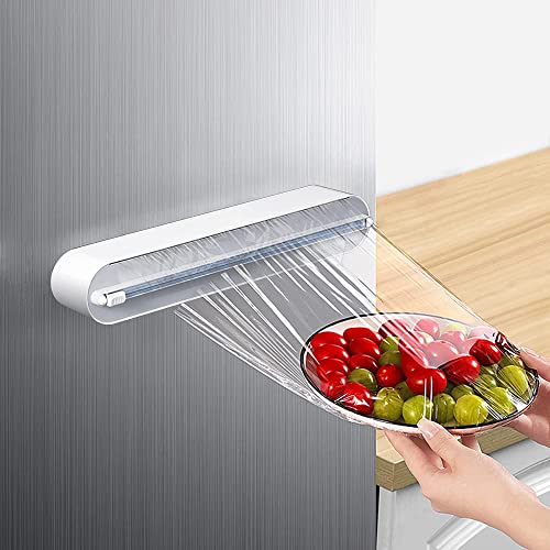 DriveLink Refillable Magnetic Plastic Wrap Dispenser With Slide Cutter, Sturdy Food Cling Film Cutter, Press and Seal Wrap, 12" x 328' Roll BPA Free - Image 1