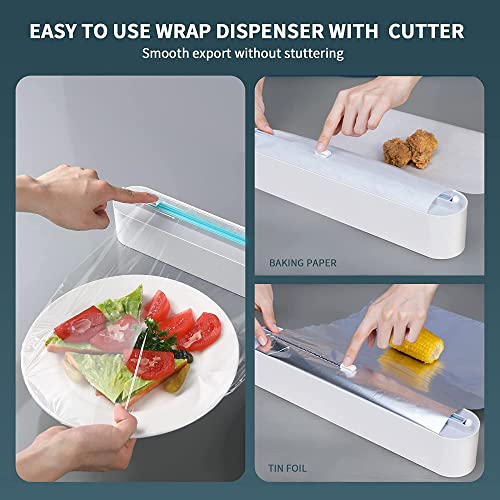 DriveLink Refillable Magnetic Plastic Wrap Dispenser With Slide Cutter, Sturdy Food Cling Film Cutter, Press and Seal Wrap, 12" x 328' Roll BPA Free - Image 4