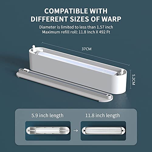 DriveLink Refillable Magnetic Plastic Wrap Dispenser With Slide Cutter, Sturdy Food Cling Film Cutter, Press and Seal Wrap, 12" x 328' Roll BPA Free - Image 2