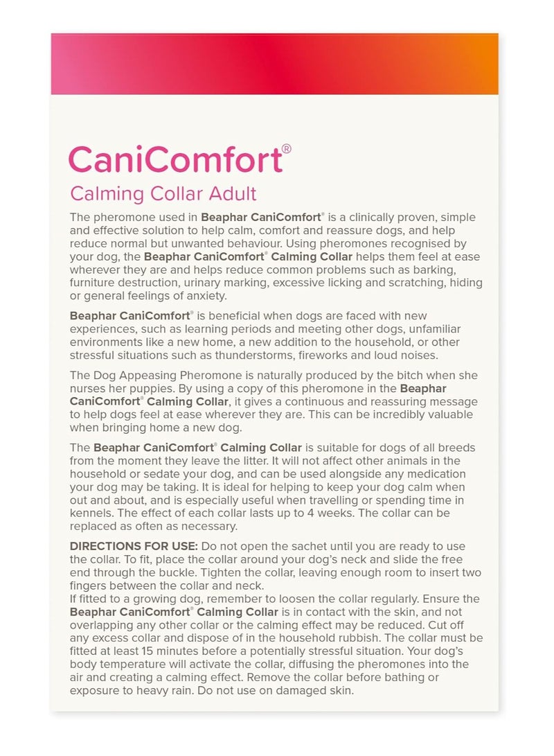 بيفار طوق CaniComfort المهدئ للكلاب البالغة حتى طول 65 سم يوفر دعمًا مستمرًا للكلاب القلقة والمتوترة يبدأ العمل في 15 دقيقة ويساعد في تخفيف الخوف من الألعاب النارية - Image 3