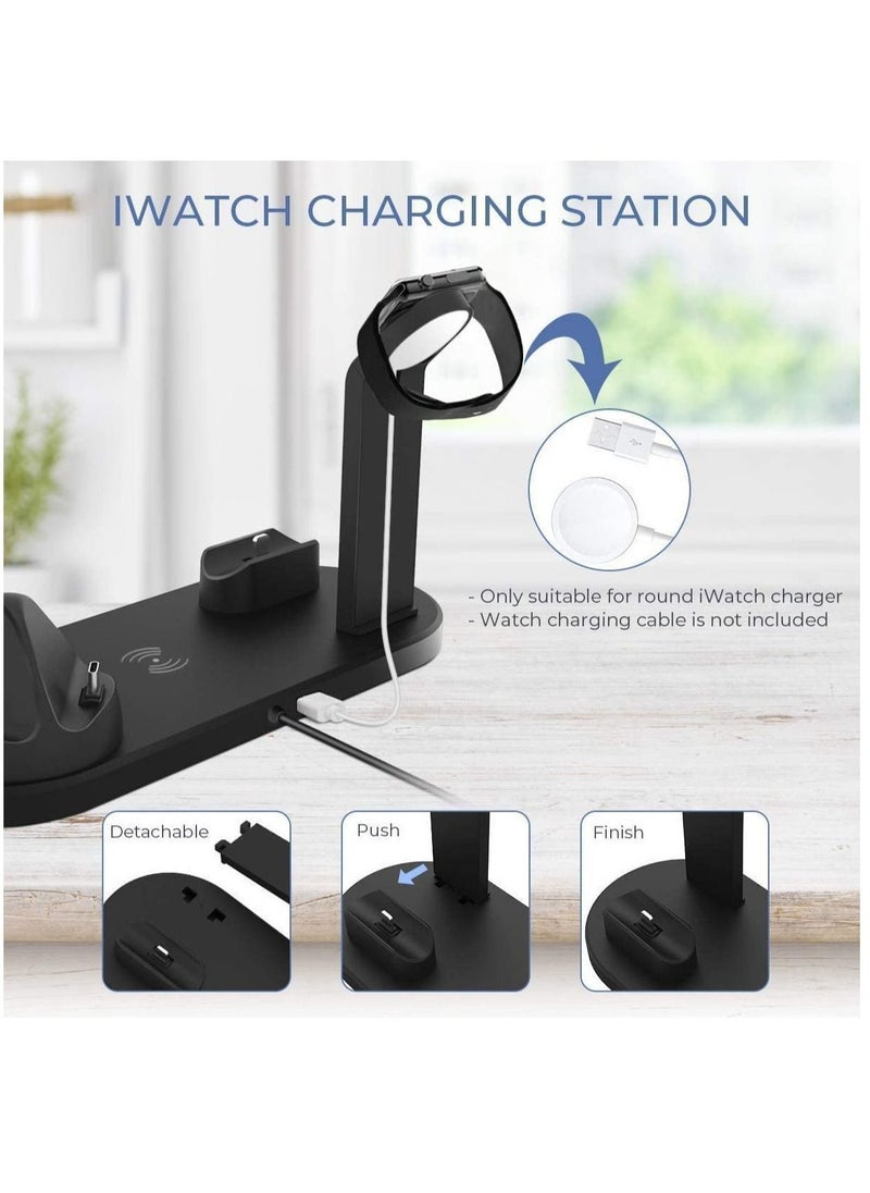 Generic Wireless Charger 3 in 1 Fast Charging Station 10W Charging Dock Stand Compatible for iWatch Series iPhone 14-11 Series/XS/XR/X/8 Samaung Galaxsy S21/S20  - Image 3