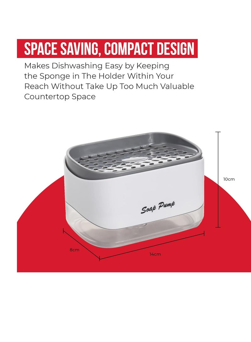 Casa & Casa Marini Soap Pump, 2-in-1 Dish Soap Dispenser and Sponge Holder for Kitchen Sink and Dishwasher, Easy to Clean, Refillable Liquid Soap Dispenser, Color - Image 3