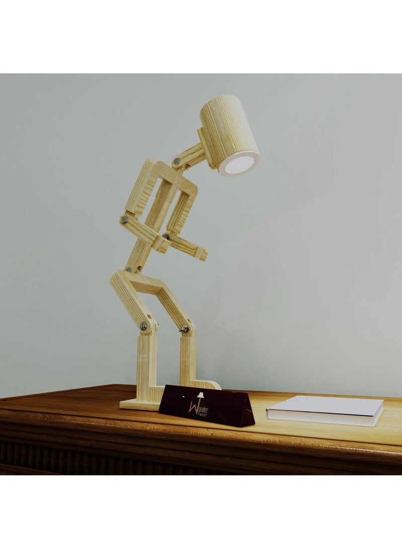 Wooden Twist Wooden Robot Shaped LED Lamp - Image 1