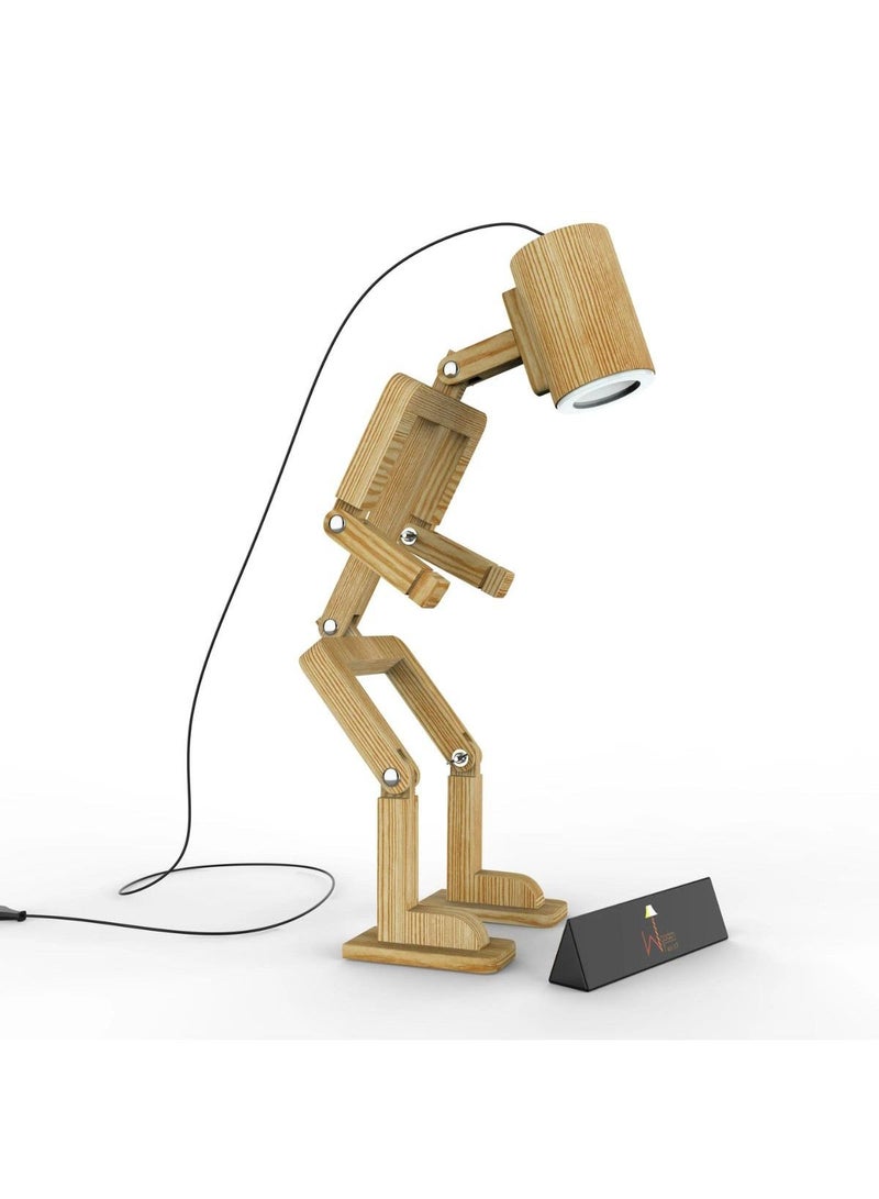 Wooden Twist Wooden Robot Shaped LED Lamp - Image 3