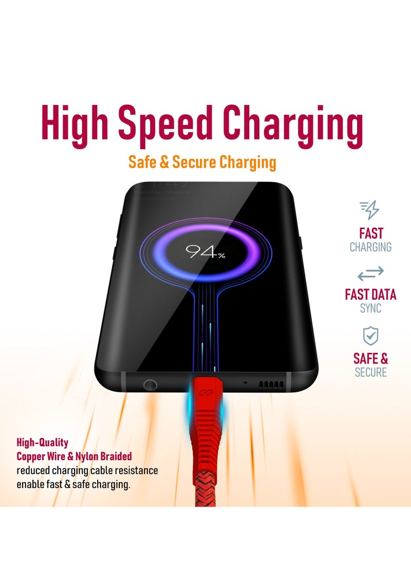 Moxedo Velox Nylon Braided Cable USB-C to USB-C Cable Fast Charge & Data Sync Compatible with iPad Mini 6, iPad Pro 2021, iPad Air 4, MacBook Pro2021, Galaxy S21, Switch, Pixel & more 2m Red - Image 3