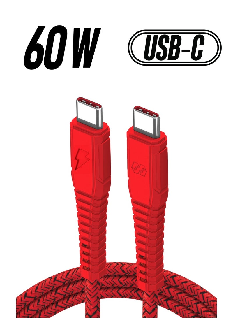 Moxedo Velox Nylon Braided Cable USB-C to USB-C Cable Fast Charge & Data Sync Compatible with iPad Mini 6, iPad Pro 2021, iPad Air 4, MacBook Pro2021, Galaxy S21, Switch, Pixel & more 2m Red - Image 1