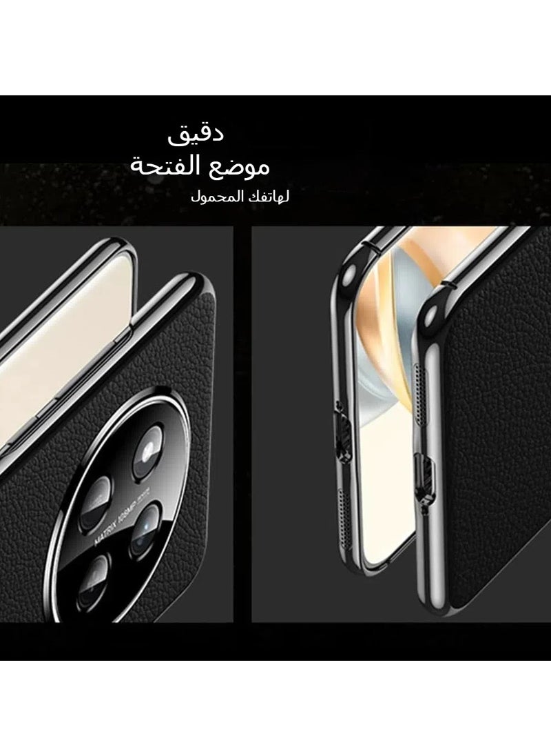 OCTOBER Honor X9C 5g (2024) Deluxe PU leather case with lens protector, Honor X9C fingerprint-proof leather phone case  - Image 4