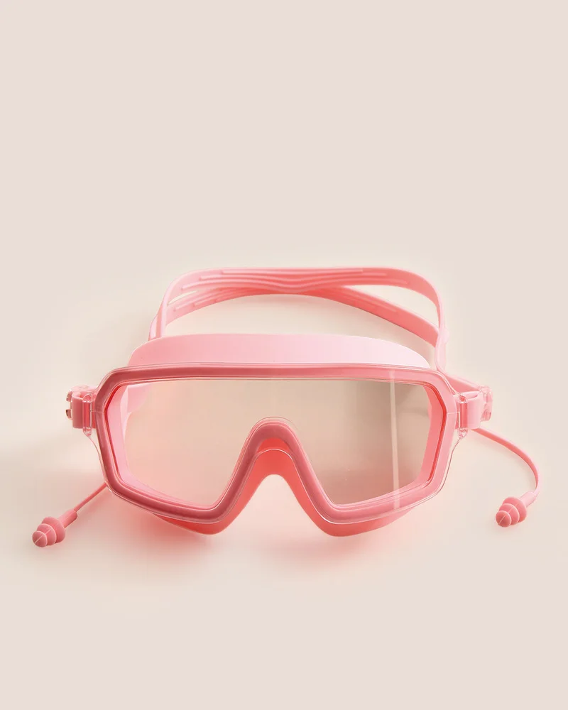 REDTAG Kids Pink Swimming Goggles With Earplugs