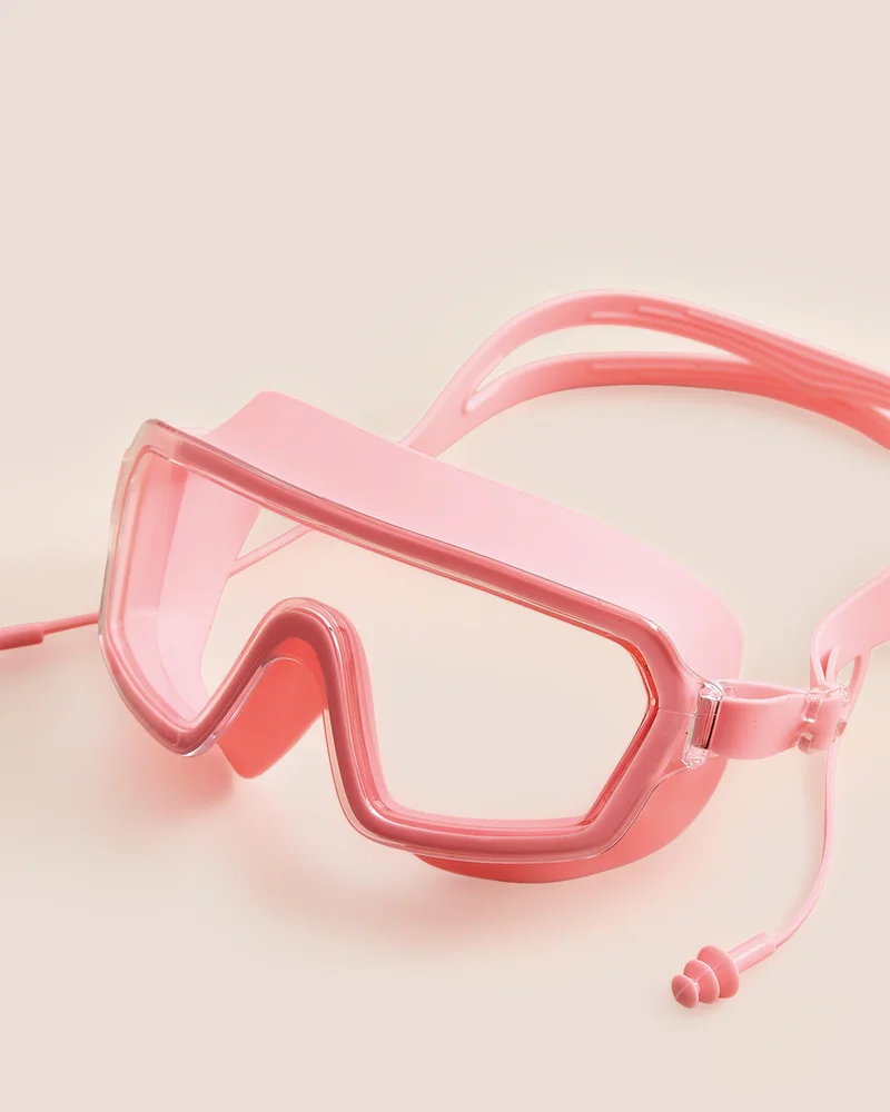 REDTAG Kids Pink Swimming Goggles With Earplugs