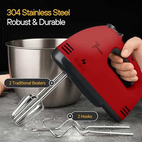 TechnoLegend Hand Mixer Electric Handheld – 7 Speed Ultra Power Electric Mixer Handheld (Red) - Image 5