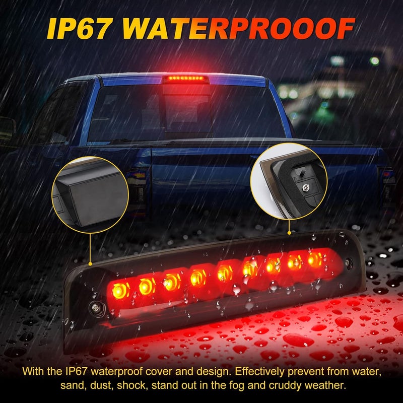 BORDAN LED Third Brake Light for Dodge Ram 1500/2500/3500 (2009-2017) - White & Red Smoke Lens - Image 2