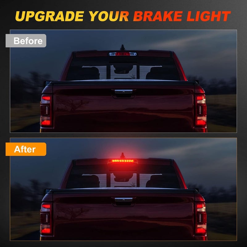 BORDAN LED Third Brake Light for Dodge Ram 1500/2500/3500 (2009-2017) - White & Red Smoke Lens - Image 5