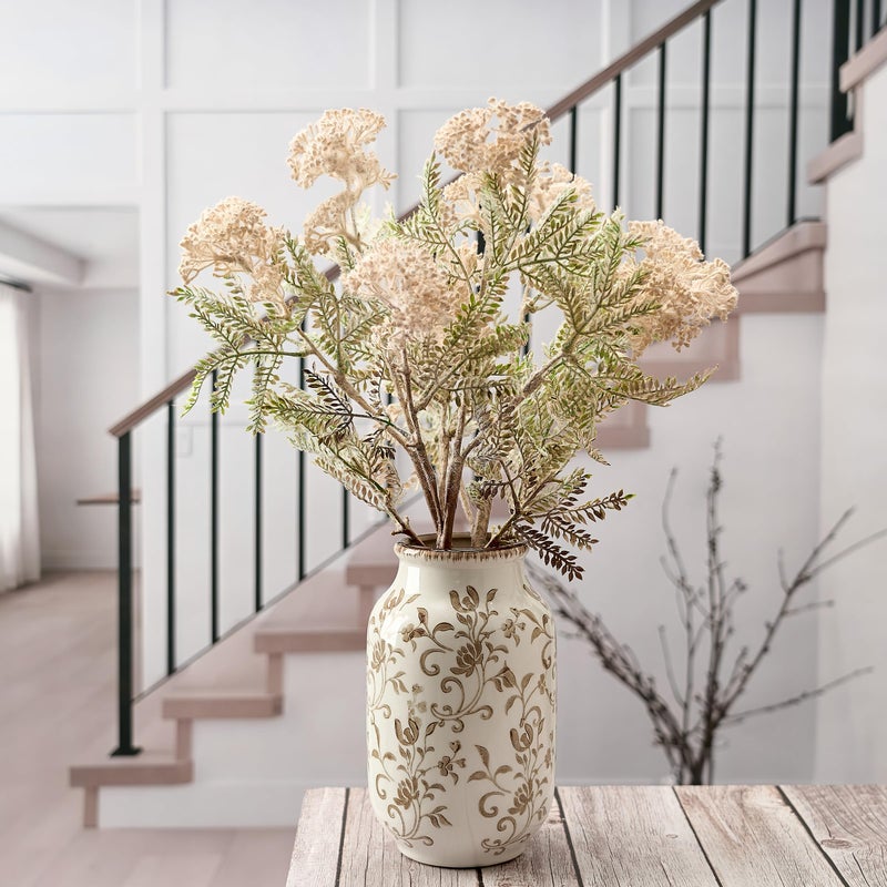SIDUCAL Ceramic Vintage Vase, 8.78 Inch Chinoiserie Floral Vase, Retro Ice Cracked Rustic Farmhouse Vases for Home Decor, Living Room, Bookshelf, Office, Tuscan Decor, Brown Floral Pattern - Image 5