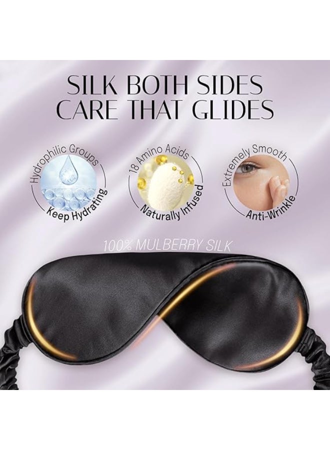 Generic Silk Sleeping Eye Mask with Elastic, Travel Strap and Cuff, Soft Eye Cover in Black  - Image 3