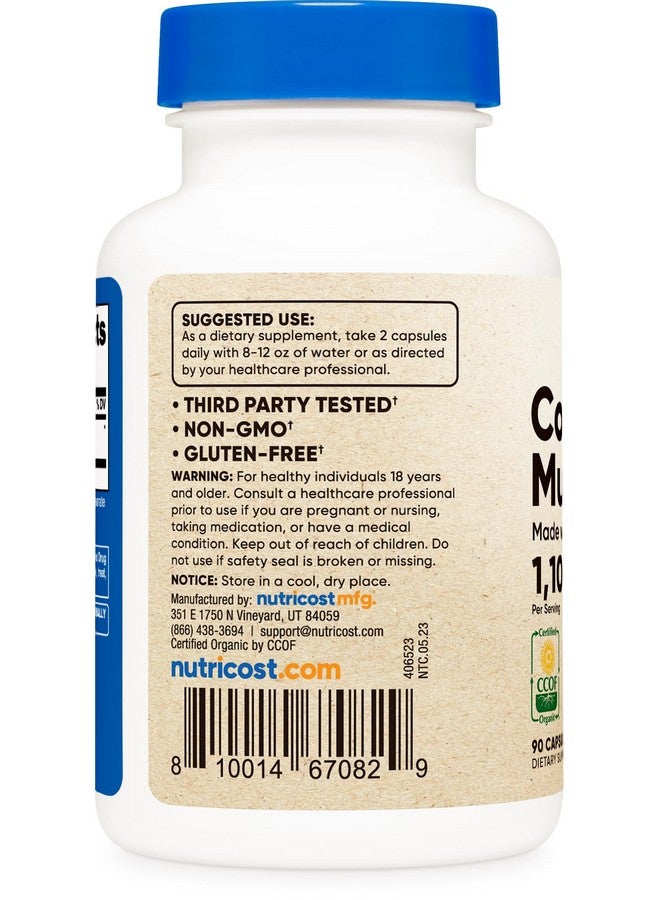 Nutricost كبسولات فطر الكورديسيبس من نوتريكوست 1100 ملغ، 45 حصة - معتمد من CCOF مصنوع من مكونات عضوية، نباتي، خالي من الغلوتين، 550 ملغ لكل كبسولة (90 كبسولة) - Image 4