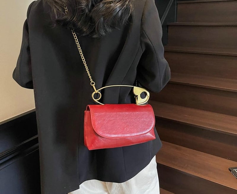 Hzxsny 2025 Trendy Tote Bag Womens Paper Clip Small Top Handle Purse Hobo Clutch Faux Leather Crossbody Bag Shoulder Handbag Purse - Image 5